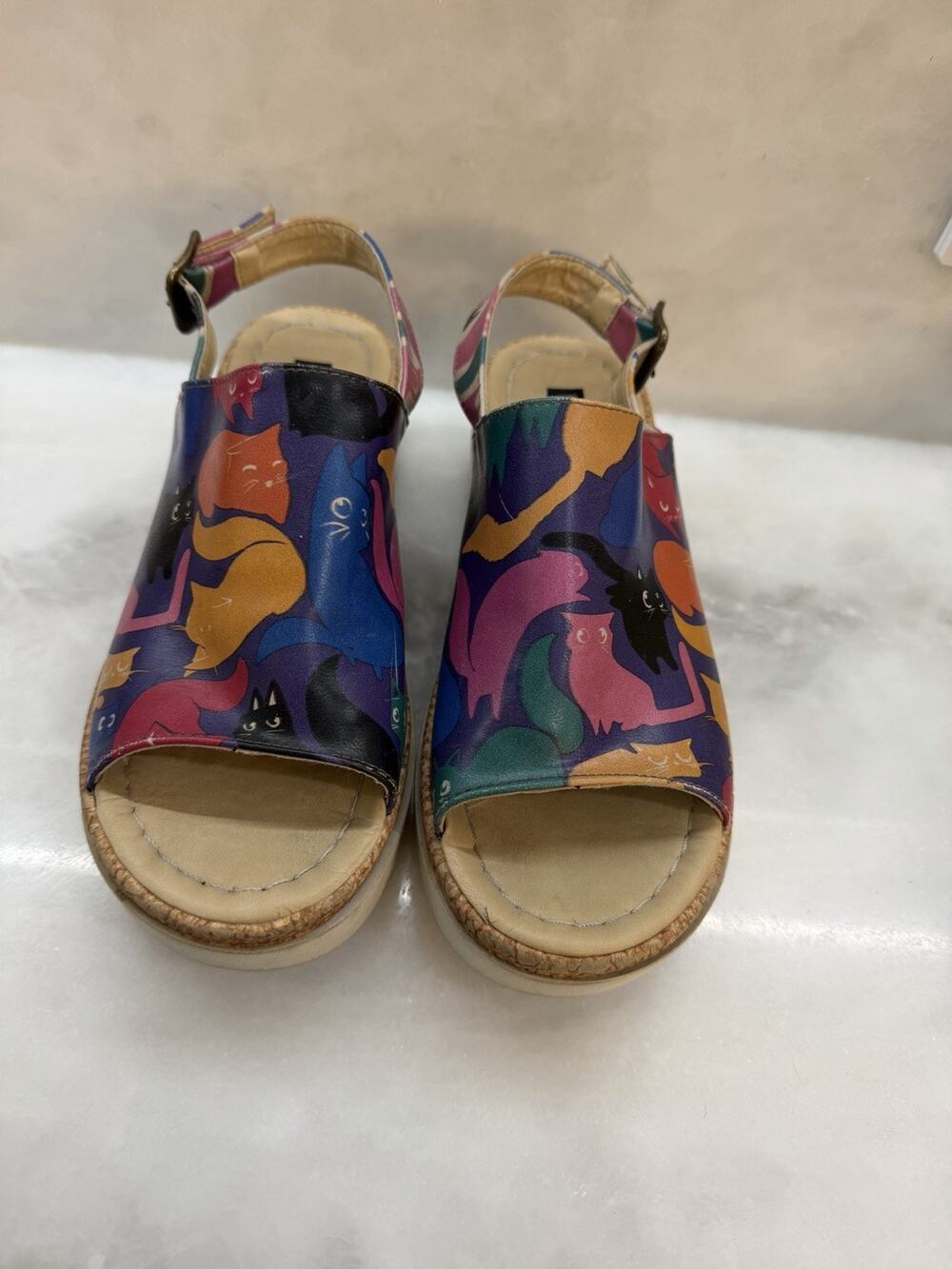 DOGO Gigi Cat Sandals Womens Size 7 Vegan Platform Colorful Slingback Shoes